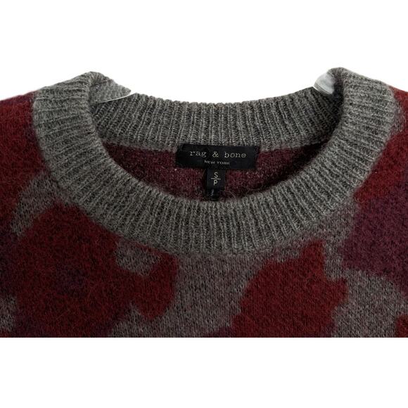 Rag & Bone Leopard Print Crewneck Sweater Size Small Mohair Alpaca Silk Blend - Picture 4 of 7